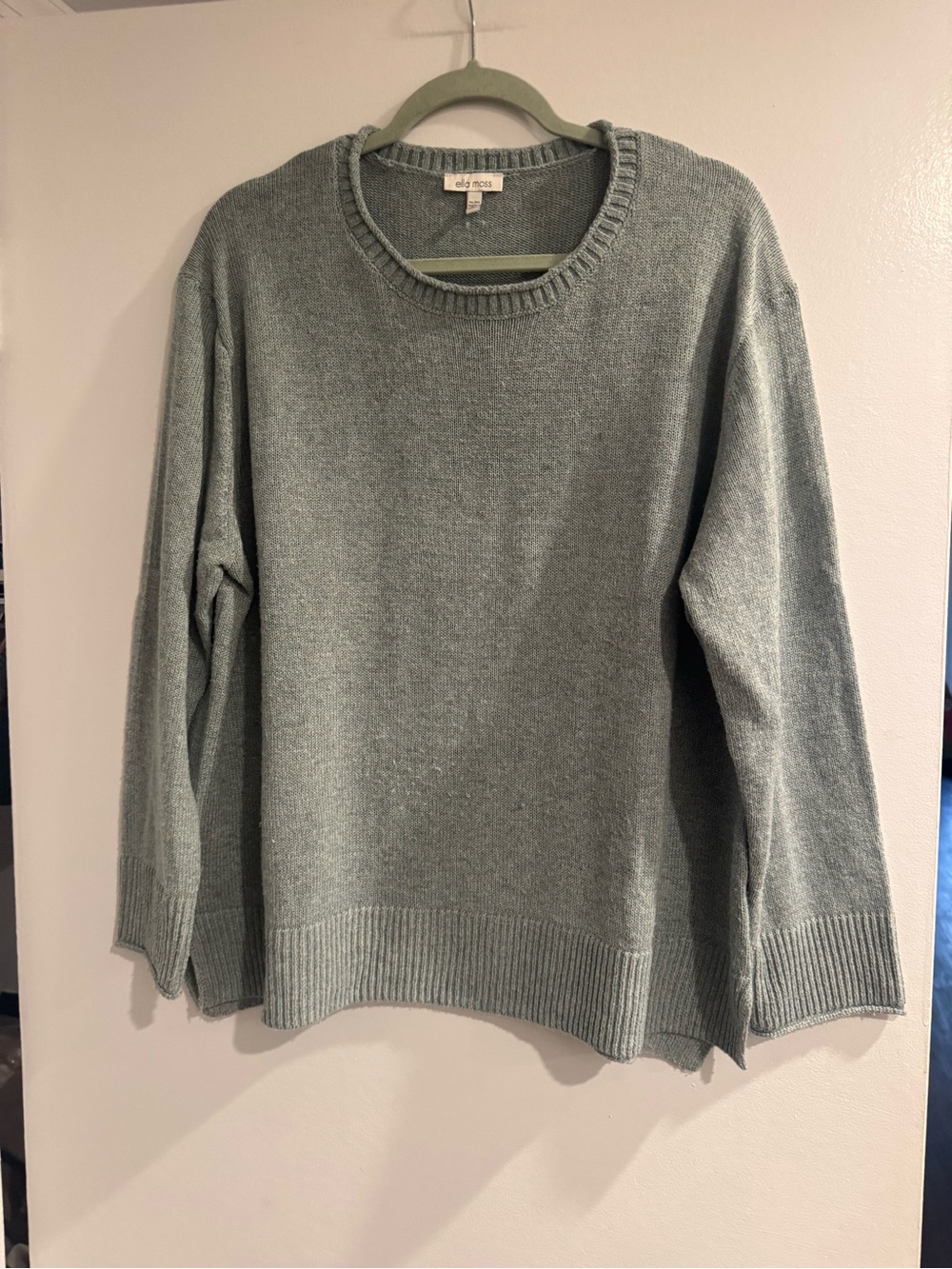 Ella Moss Sage Green Crewneck Sweater Women’s XL Soft Pullover